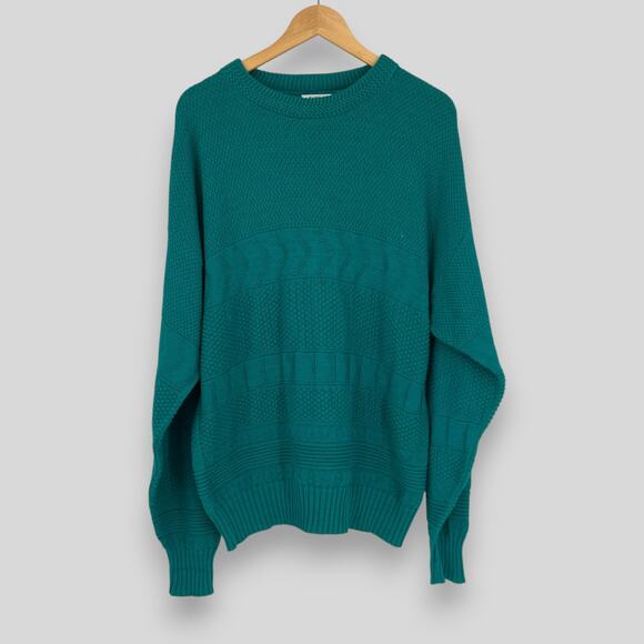 Vintage JTJ Collections Teal Chunky Textured Knit Sweater - Picture 1 of 5